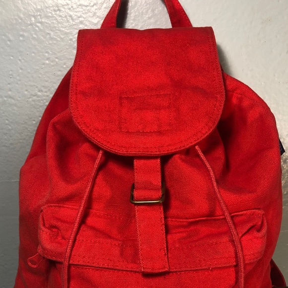 red canvas backpack